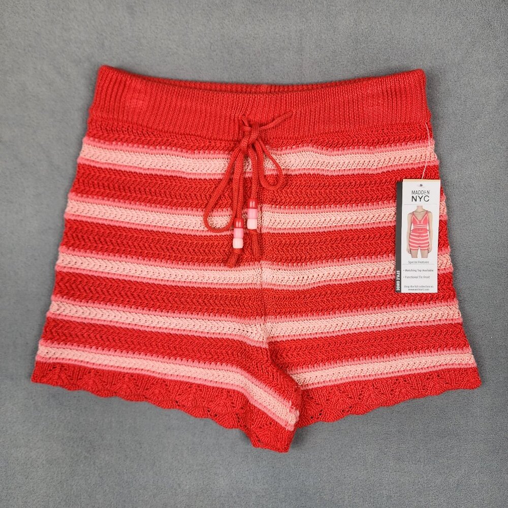Madden NYC Crochet Shorts Women's Size Medium 7-9 Poppy Red Beach NWT